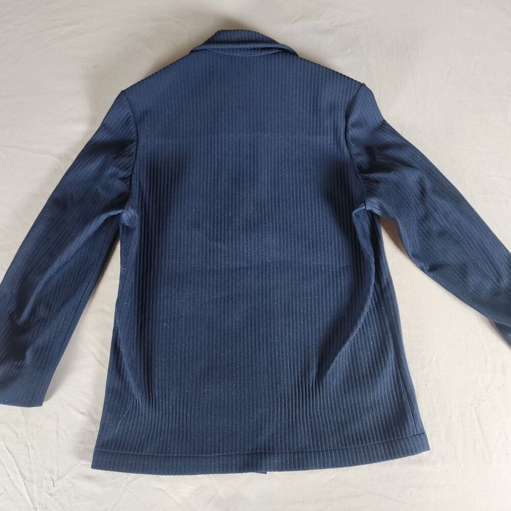 Vintage Zero King Ribbed Jacket Mens 38 Blue Full Zip Made USA Mod Scooter - Picture 9 of 14